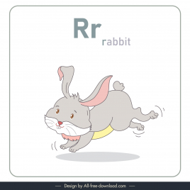 alphabet letter r design elements dynamic handdrawn cartoon rabbit