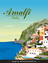 amalfi italy advertising banner template elegant peaceful sketch