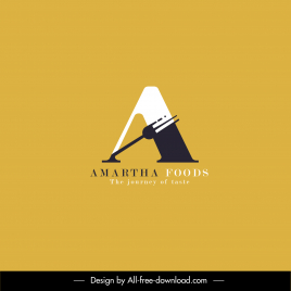 amartha foods logo template flat contrast silhouette stylized text fork sketch
