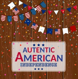 america background colorful flags ribbons confetti decoration