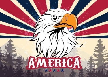 america banner eagle icon forest landscape background