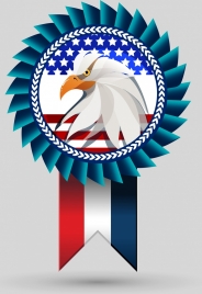 america medal icon multicolored eagle flag decoration