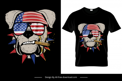 american bulldog tshirt template funny stylized cartoon sketch