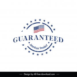 american guaranteed stamp template retro flat flag stars decor