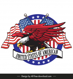 american insignia design elements eagle flag ribbon decor  symmetric design