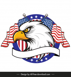 american insignia design elements eagle head flag ribbon sketch