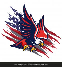 american insignia design elements flag elements dynamic flying eagle flat sketch