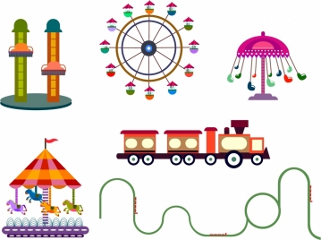 amusement park design elements various games sketch