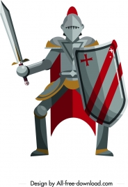 ancient knight icon iron armor decor cartoon design