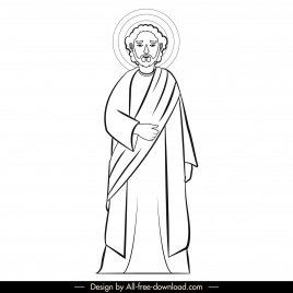 andrew christian apostle icon black white vintage cartoon character outline