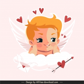 angel cupid icon cute boy sketch hearts decor