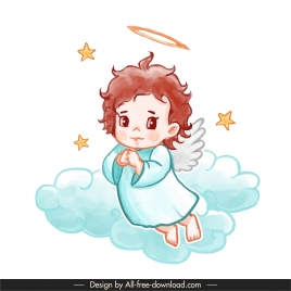 angel icon cute cartoon character classic handdrawn