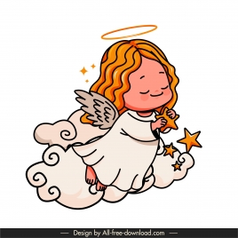 angel icon cute girl sketch handdrawn cartoon character