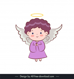 angel icon cute winged baby sketch handdrawn cartoon design