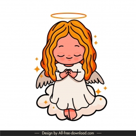 angel icon praying gesture cute handdrawn cartoon sketch