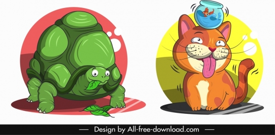 animal avatar templates turtle cat icons cartoon design