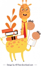 animal background education theme giraffe icon stylized design