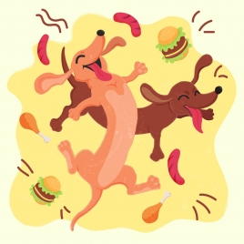 animal background joyful dogs icons funny cartoon design