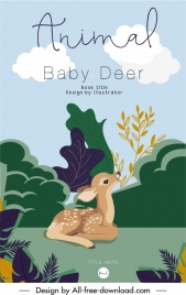 animal book cover template cute baby deer sketch