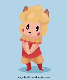 animal cartoon character icon cute stylized sheep sketch