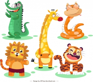 animal icons cute stylized cartoon characters