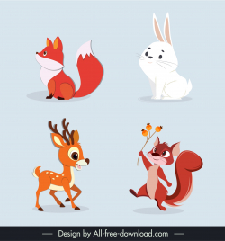 animals of autumn design elements cute cartoon