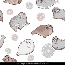 animals pattern template handdrawn seal species sketch