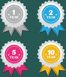 anniversary labels collection serrated circle colorful flat design
