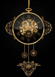 antique clock icon shiny golden decoration
