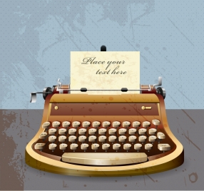 antique typing machine icon shiny colored 3d design