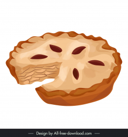 apple pie dessert icon handdrawn retro sketch
