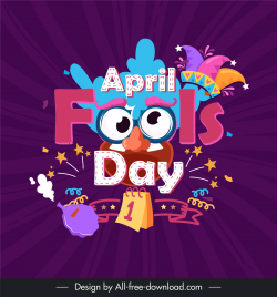 april fools day banner template dynamic stylized text clown face