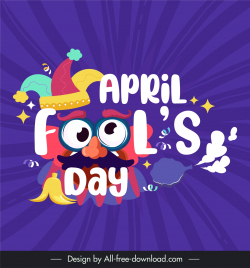 april fools day poster template dynamic clown face elements