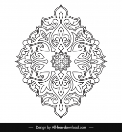 arabic decorative template flat black white symmetry shape outline