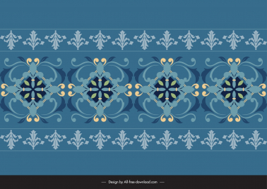 arabic floral seamless border template symmetric curves repeating