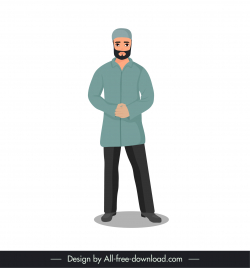 arabic muslim man icon cartoon character design