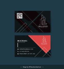 architect business card template dark geometric lines layout