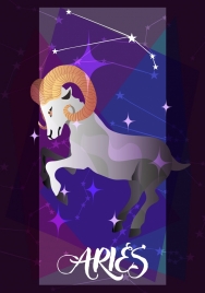 aries zodiac symbol goat icon star connection design