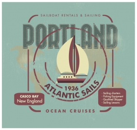 atlantic sail banner design with antique style