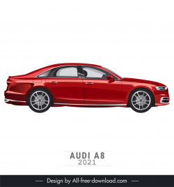 audi a8 2021 car model advertising template modern shiny side view sketch