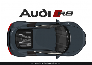 audi r8 2021 car advertising template modern symmetric top view design