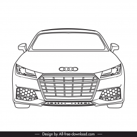 audi tt 2022 car model icon flat black white handdrawn front view outline