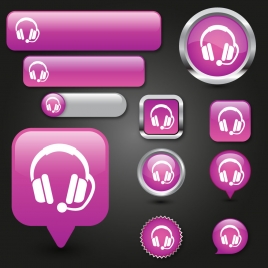 audio buttons vector illustration with pink background