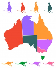 australia maps and icon