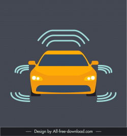 auto sensors sign template symmetric design car waves sketch