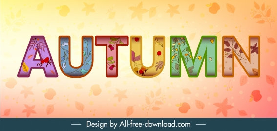 autumn background colorful texts nature elements decor