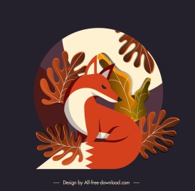 autumn background fox leaves decor colorful classic design