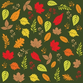 autumn leaves background various repeating colorful flat design