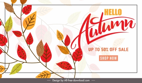 autumn sale poster bright colorful classic leaves decor