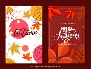 autumn sale poster templates elegant leaves decor